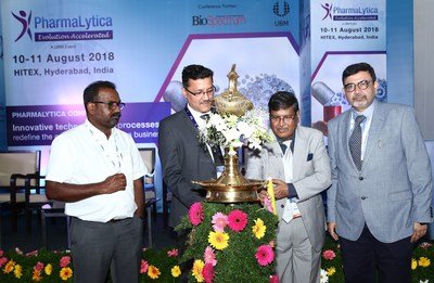 (L-R- Uday Bhaskar Reddy, Director General, PHARMEXCIL; Yogesh Mudras, Managing Director, UBM India; Dr R B Smarta, MD, Interlink Marketing Consultancy; Avinash Talwar, Director & Head, Global Sourcing (Strategic & Plant) Dr. Reddy's Laboratories Ltd)