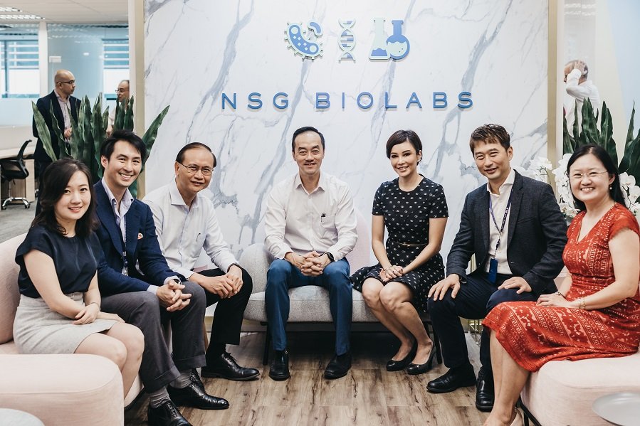 (L-R) Cheryl Cui - Partner at Nest.Bio; Jeffrey Lu - CEO of Biosciences; Ted Tan - Deputy CEO of Enterprise Singapore; Dr Koh Poh Koon -  Senior Minister of State for Trade and Industry; Daphne Teo - CEO & Founder of NSG BioLabs; Ng Choon Peng - CEO of immunoSCAPE; Dr Ong Siew Hwa - CEO of Acumen Research Laboratories 