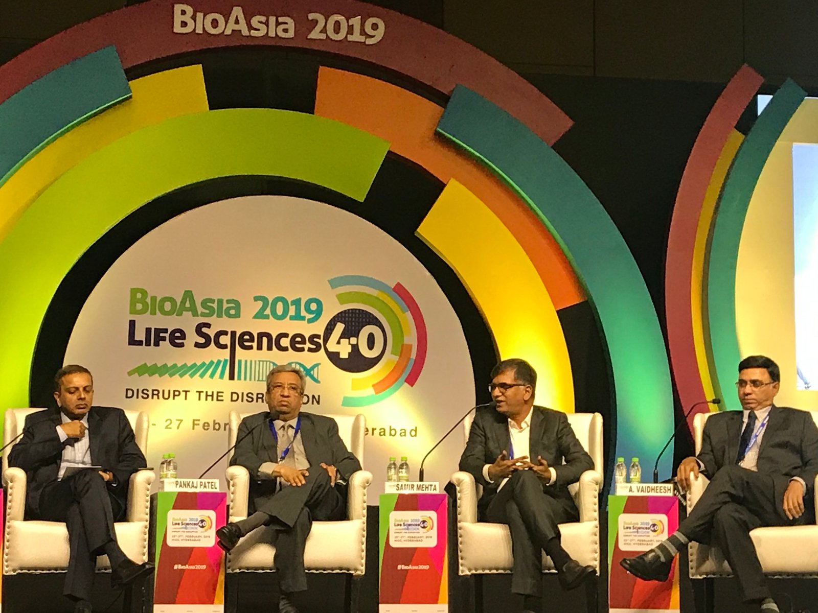 L-R- Satish Reddy, Chairman, Dr Reddy's Lab; Pankaj Patel, CMD, Zydus Cadila; Samir Mehta, Chairman, Torrent Pharma; A Vaidheesh, MD, GSK India