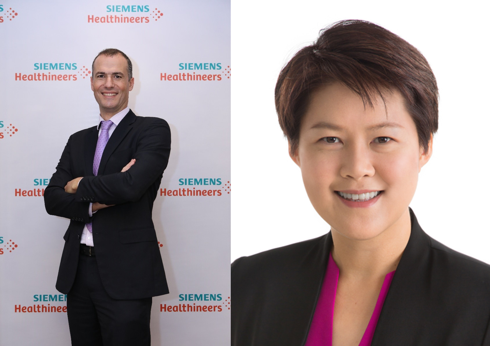 Fabrice Leguet, MD, Siemens Healthineers, Southeast Asia (Left);  Ms Chin Wei Jia, Group CEO, HMI Group (Right)